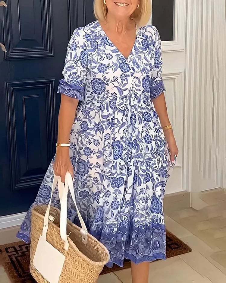2026 Nouveau style - Robe à col en V de style bohème - Ajoutez une touche de couleur à votre garde-robe