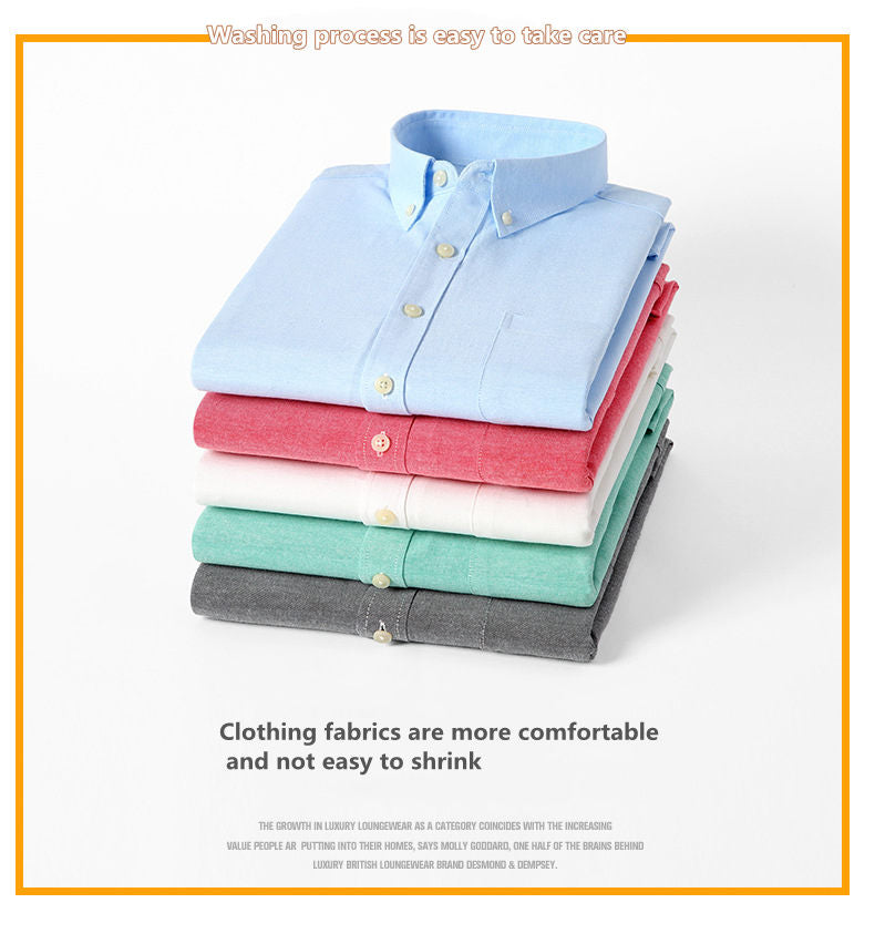 Chemise à manches longues Oxford Textile Pure Color pour hommes