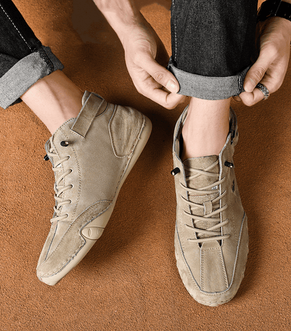 🔥🎁Vente chaude de Noël 2023🎁 - Bottes hautes italiennes en daim faites à la main avec velcro 2023