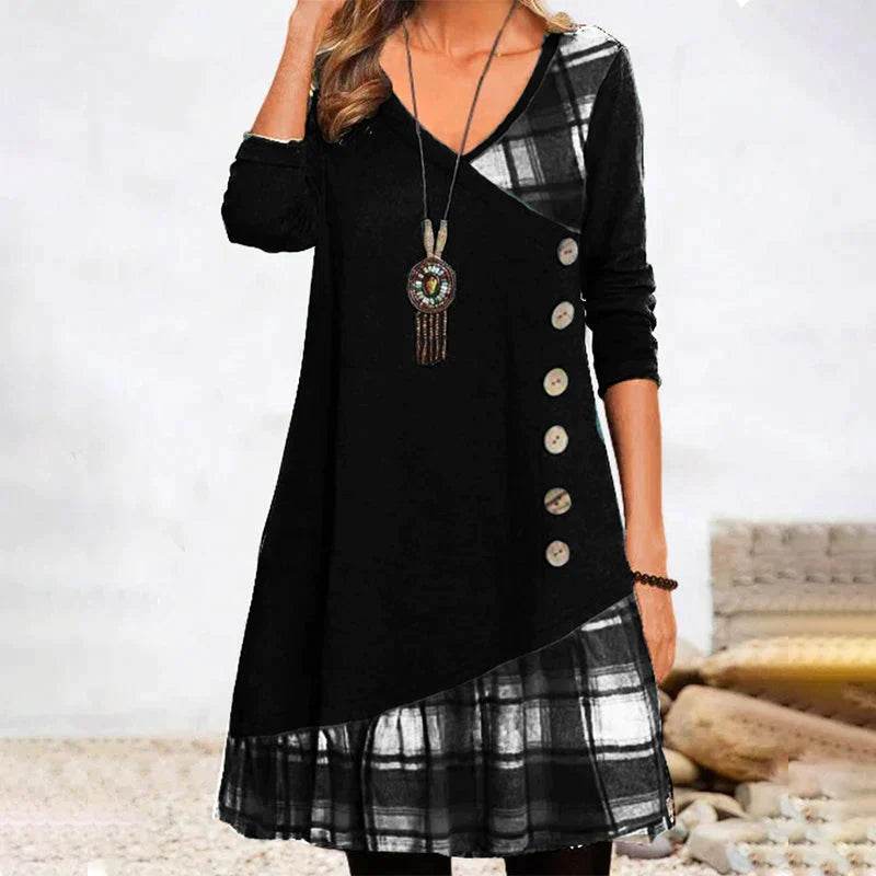 Robe à Carreaux à Manches Longues-5