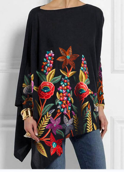 🎅New Year's wear💝【M-4XL】2024 new autumn and winter women's loose retro print tops.