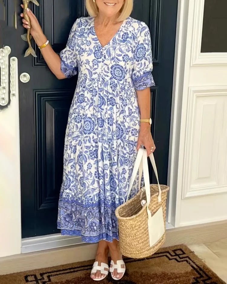 2026 Nouveau style - Robe à col en V de style bohème - Ajoutez une touche de couleur à votre garde-robe