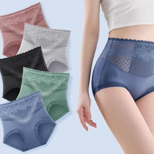 Achetez-en 1, obtenez-en 2 gratuitement🌸Culotte en dentelle à taille haute avec protection latérale contre les fuites