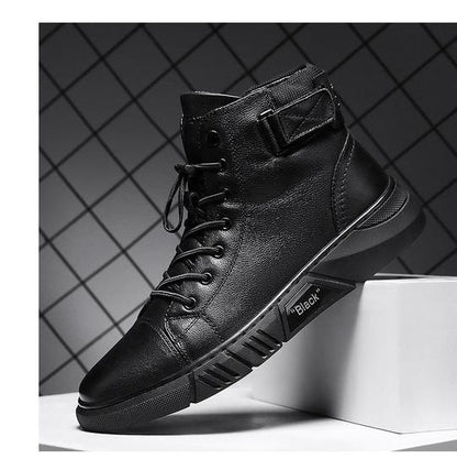 Bottes montantes en cuir pour hommes de haute qualité - confortables et respirantes