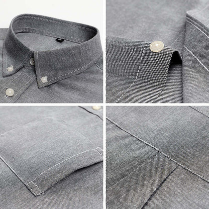 Chemise à manches longues Oxford Textile Pure Color pour hommes