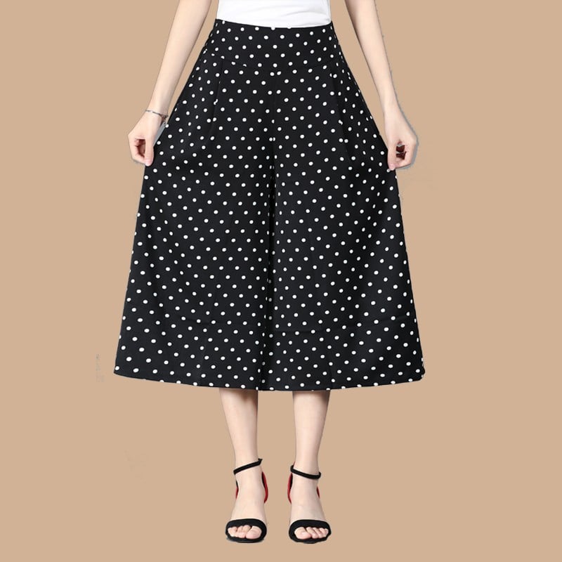 2023 Culottes larges en mousseline plissée à taille élastique pour femmes