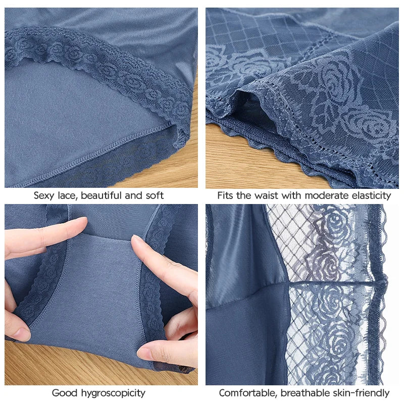 Achetez-en 1, obtenez-en 2 gratuitement🌸Culotte en dentelle à taille haute avec protection latérale contre les fuites