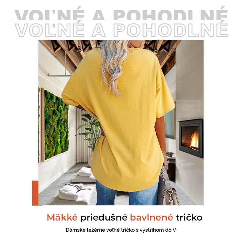 2024 Nouveau T-shirt ample à col en V pour femmes