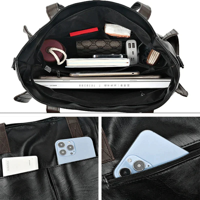 Large Capacity Waterproof Soft Leather Bag-4