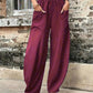 Pantalon stretch à poche de couleur unie pour femmes