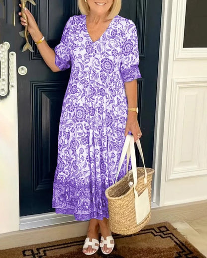 2026 Nouveau style - Robe à col en V de style bohème - Ajoutez une touche de couleur à votre garde-robe