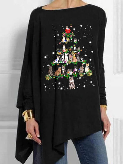 🎅New Year's wear💝【M-4XL】2024 new autumn and winter women's loose retro print tops.