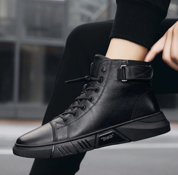 Bottes montantes en cuir pour hommes de haute qualité - confortables et respirantes