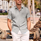 Chemise à manches courtes en coton et lin pour hommes