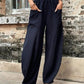 Pantalon stretch à poche de couleur unie pour femmes