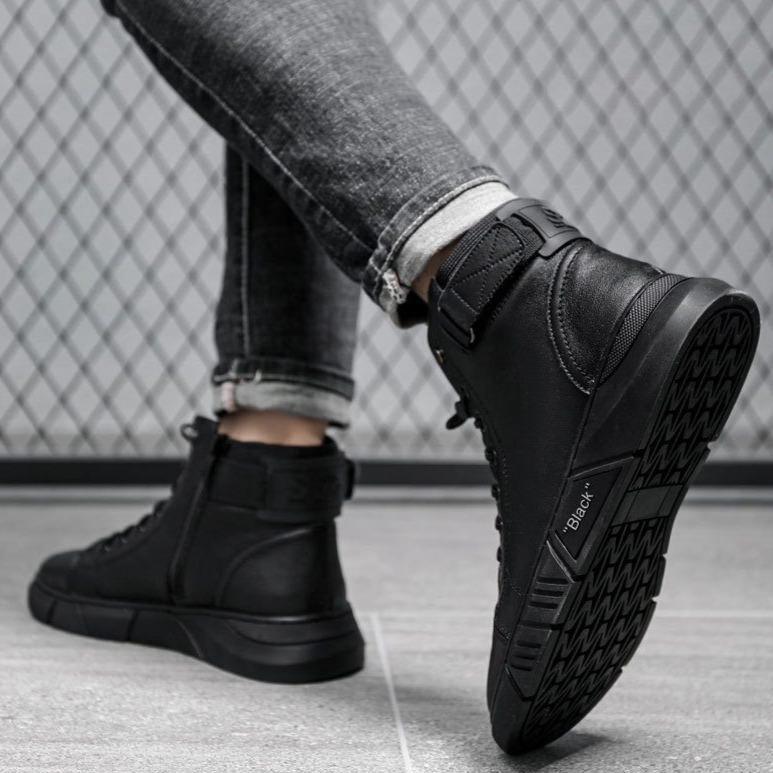 Bottes montantes en cuir pour hommes de haute qualité - confortables et respirantes