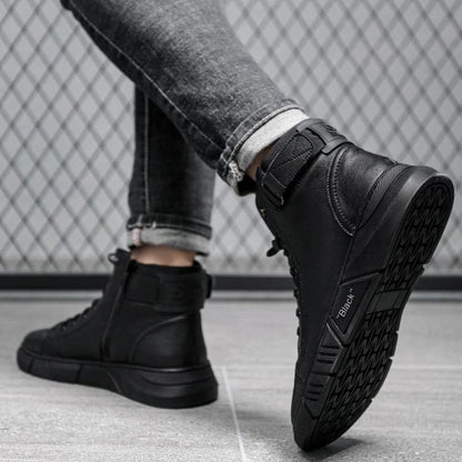 Bottes montantes en cuir pour hommes de haute qualité - confortables et respirantes
