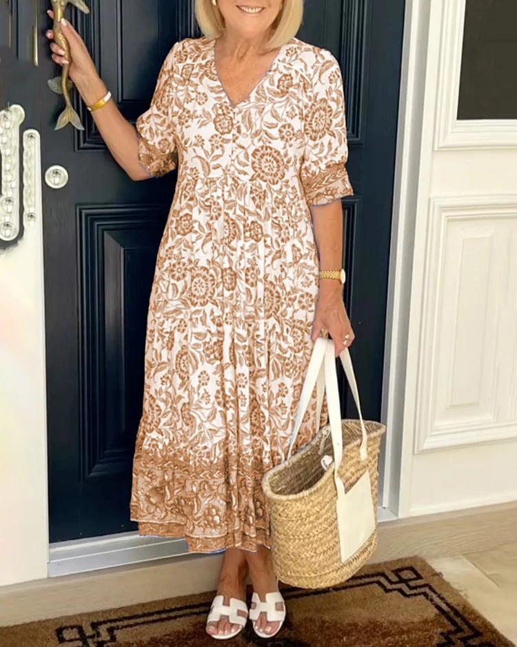 2026 Nouveau style - Robe à col en V de style bohème - Ajoutez une touche de couleur à votre garde-robe