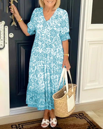2026 Nouveau style - Robe à col en V de style bohème - Ajoutez une touche de couleur à votre garde-robe