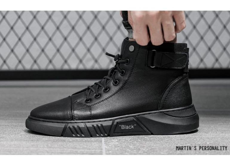 Bottes montantes en cuir pour hommes de haute qualité - confortables et respirantes