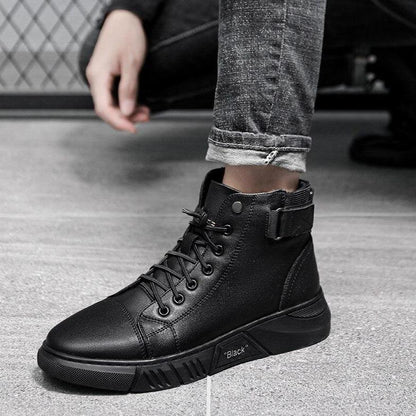 Bottes montantes en cuir pour hommes de haute qualité - confortables et respirantes