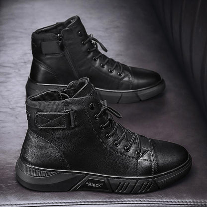 Bottes montantes en cuir pour hommes de haute qualité - confortables et respirantes