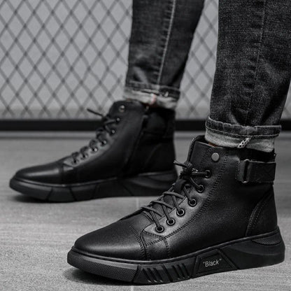 Bottes montantes en cuir pour hommes de haute qualité - confortables et respirantes