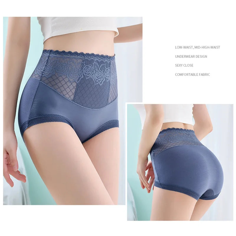 Achetez-en 1, obtenez-en 2 gratuitement🌸Culotte en dentelle à taille haute avec protection latérale contre les fuites