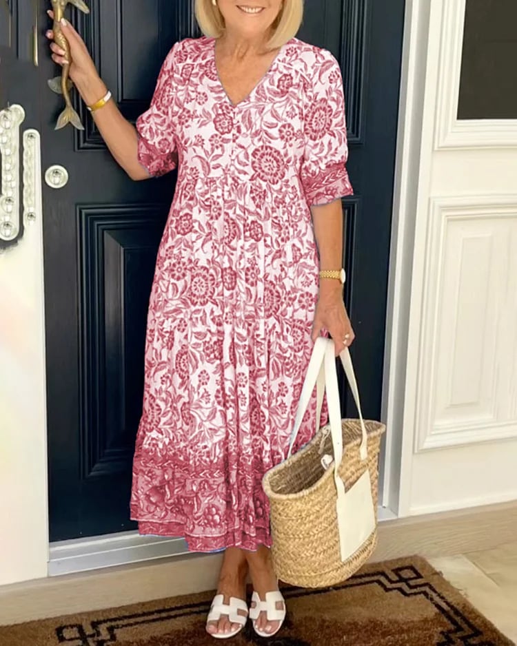 2026 Nouveau style - Robe à col en V de style bohème - Ajoutez une touche de couleur à votre garde-robe