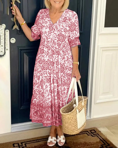 2026 Nouveau style - Robe à col en V de style bohème - Ajoutez une touche de couleur à votre garde-robe