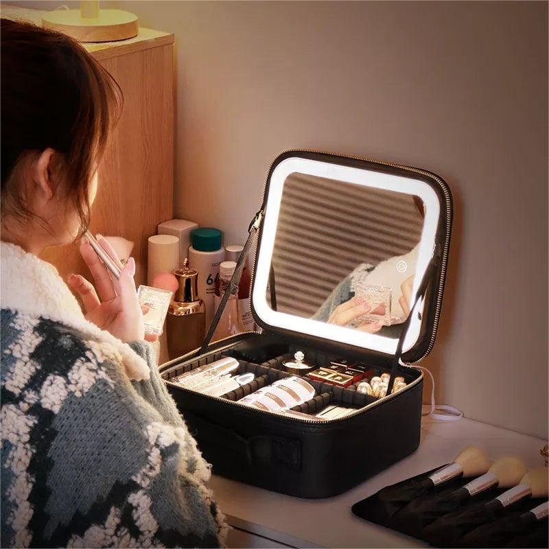 Trousse de Maquillage de Voyage avec Miroir LED Lumineux 💗Livraison gratuite