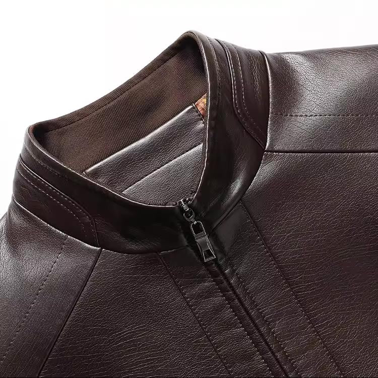 Manteau de veste en cuir à doublure chaude en peluche pour hommes - cadeau pour lui!