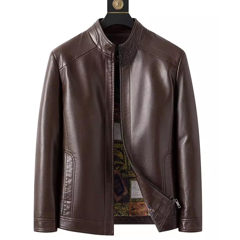 Manteau de veste en cuir à doublure chaude en peluche pour hommes - cadeau pour lui!