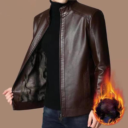 Manteau de veste en cuir à doublure chaude en peluche pour hommes - cadeau pour lui!