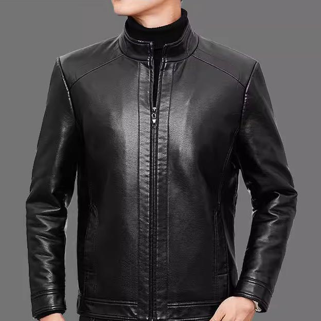 Manteau de veste en cuir à doublure chaude en peluche pour hommes - cadeau pour lui!