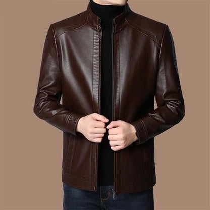 Manteau de veste en cuir à doublure chaude en peluche pour hommes - cadeau pour lui!