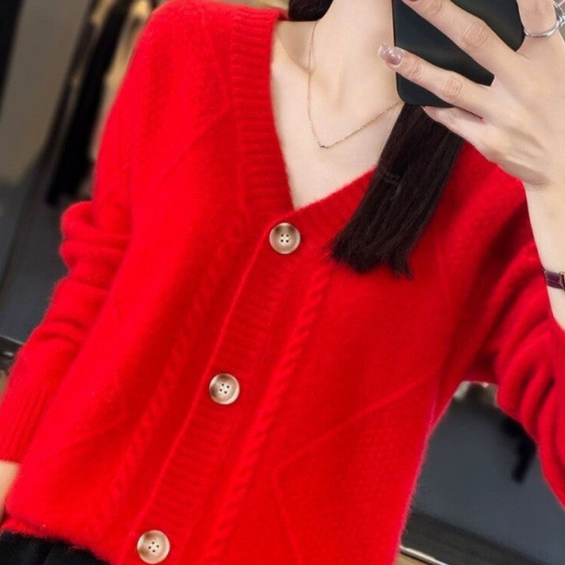 【Cadeau pour les femmes】 Cardigan Ample Et Ample En Faux Cachemire Boutonné Sur Le Devant Pour Femme