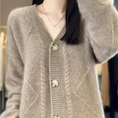 【Cadeau pour les femmes】 Cardigan Ample Et Ample En Faux Cachemire Boutonné Sur Le Devant Pour Femme