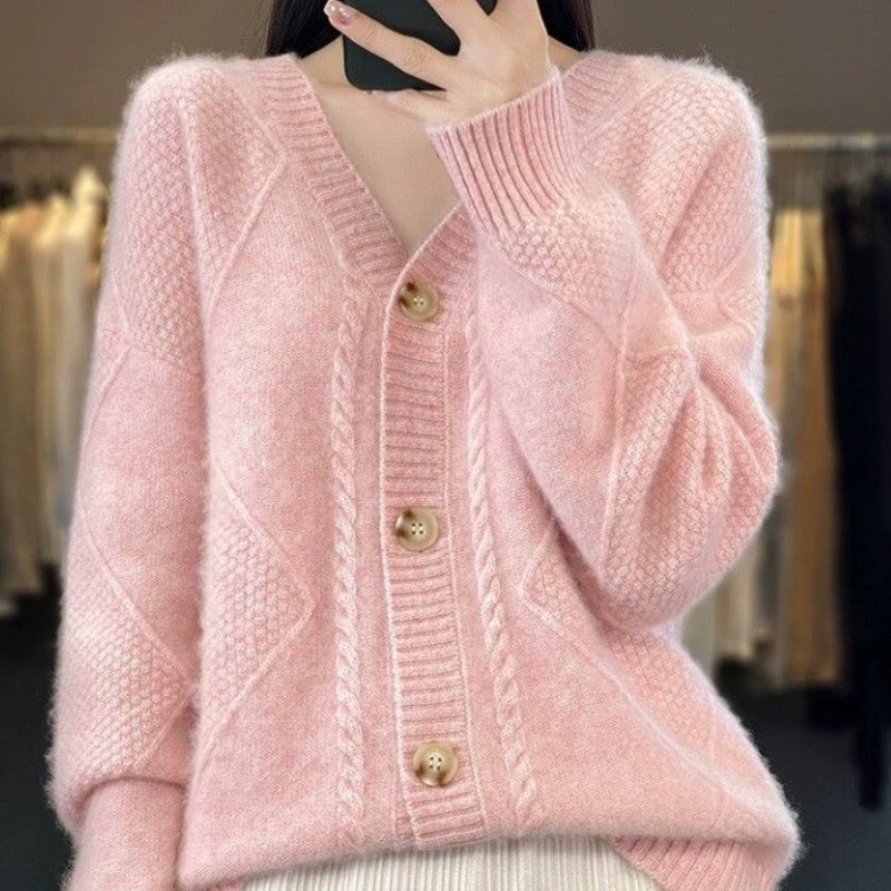 【Cadeau pour les femmes】 Cardigan Ample Et Ample En Faux Cachemire Boutonné Sur Le Devant Pour Femme
