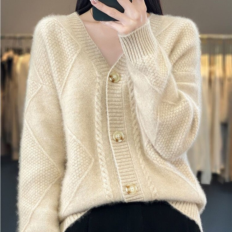 【Cadeau pour les femmes】 Cardigan Ample Et Ample En Faux Cachemire Boutonné Sur Le Devant Pour Femme