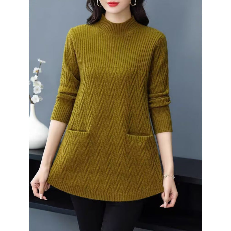 🎊 Vente de Noël -49% de réduction - Pull à demi-col roulé de la longueur de la longueur féminine