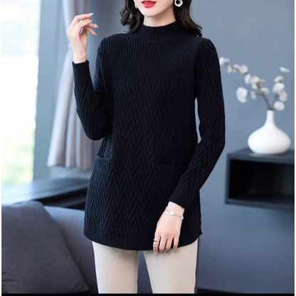 🎊 Vente de Noël -49% de réduction - Pull à demi-col roulé de la longueur de la longueur féminine