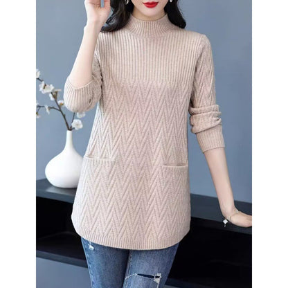 🎊 Vente de Noël -49% de réduction - Pull à demi-col roulé de la longueur de la longueur féminine