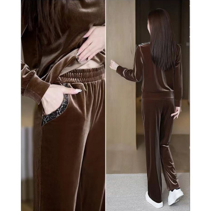 Combinaison manches longues et pantalon pour femmes, décontractée et douce