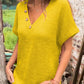 Top stylé à manches courtes et col en V pour femmes