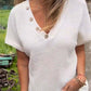 Top stylé à manches courtes et col en V pour femmes